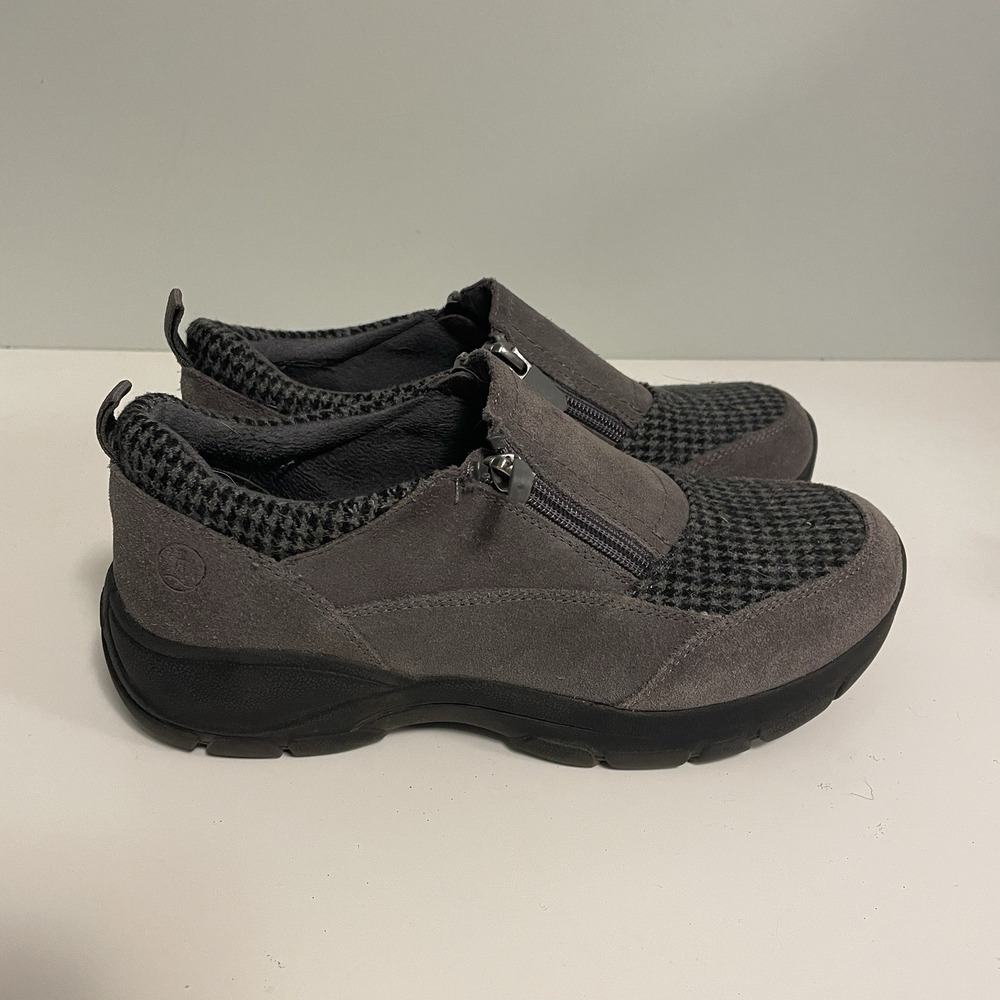 Lands End Shoes Womens 6.5B All Weather Front Zip Insulated Loafer Black Suede‎